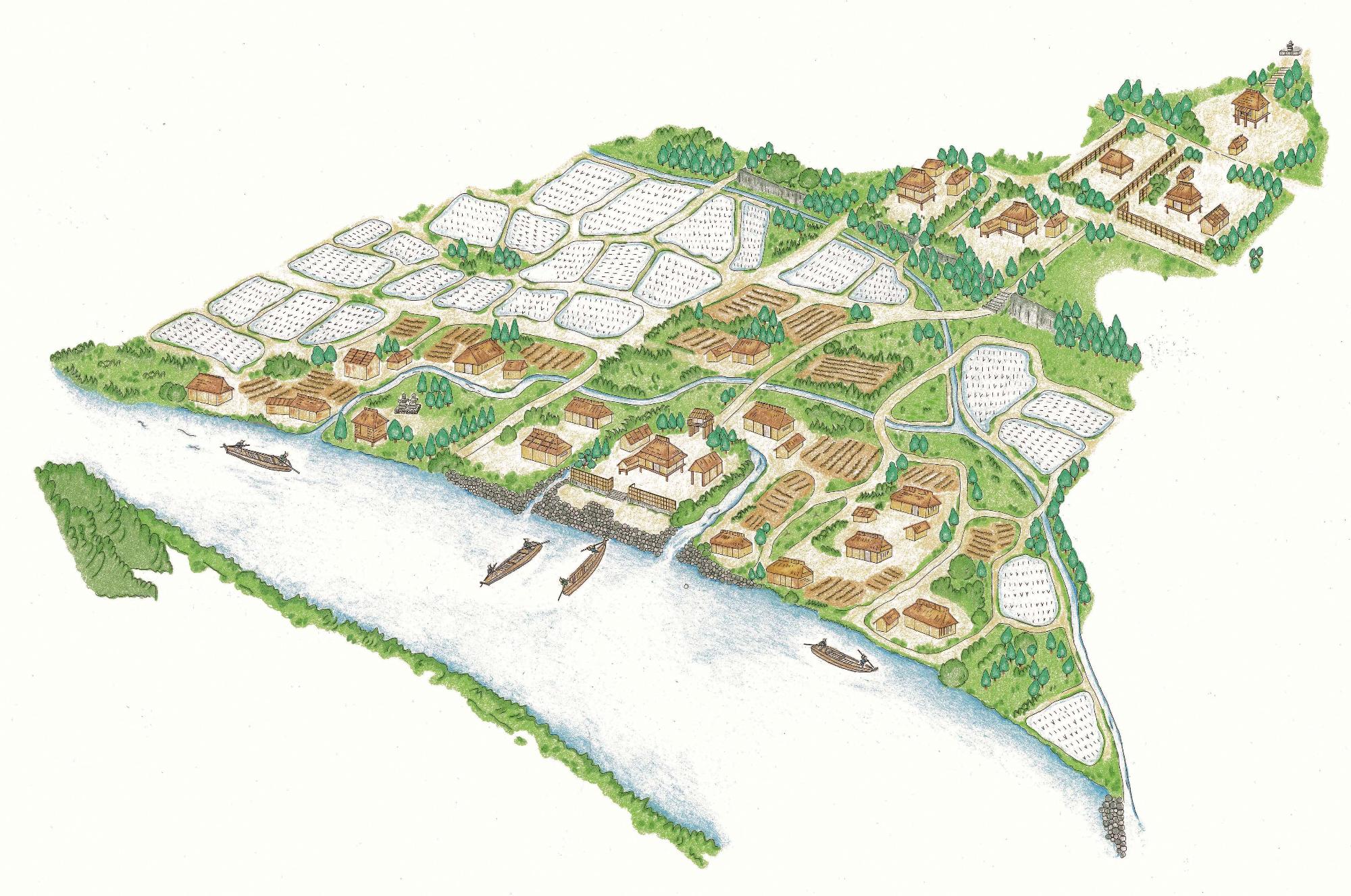 中世の多良木村復元図