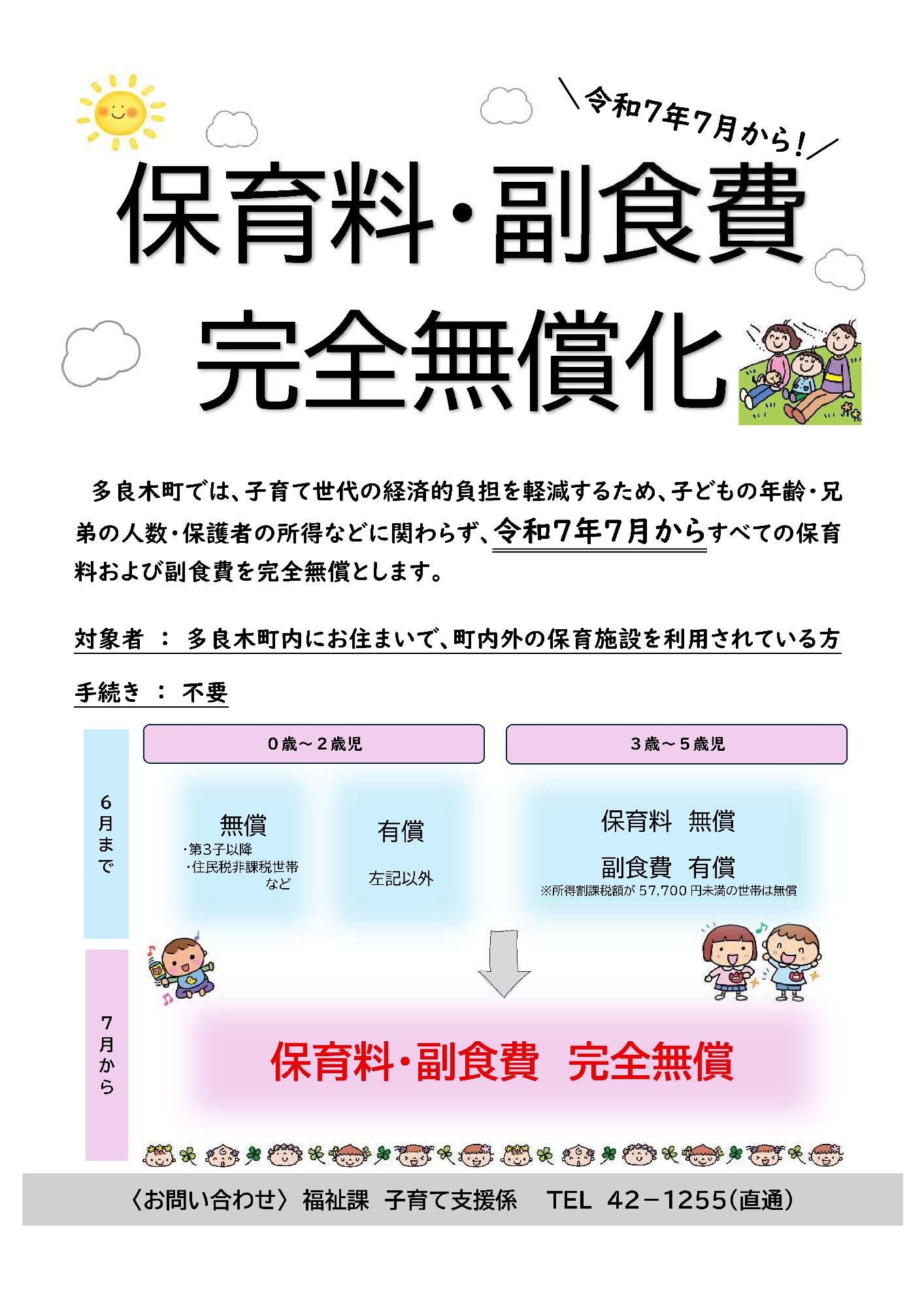 保育料及び副食費が無償化されます！
