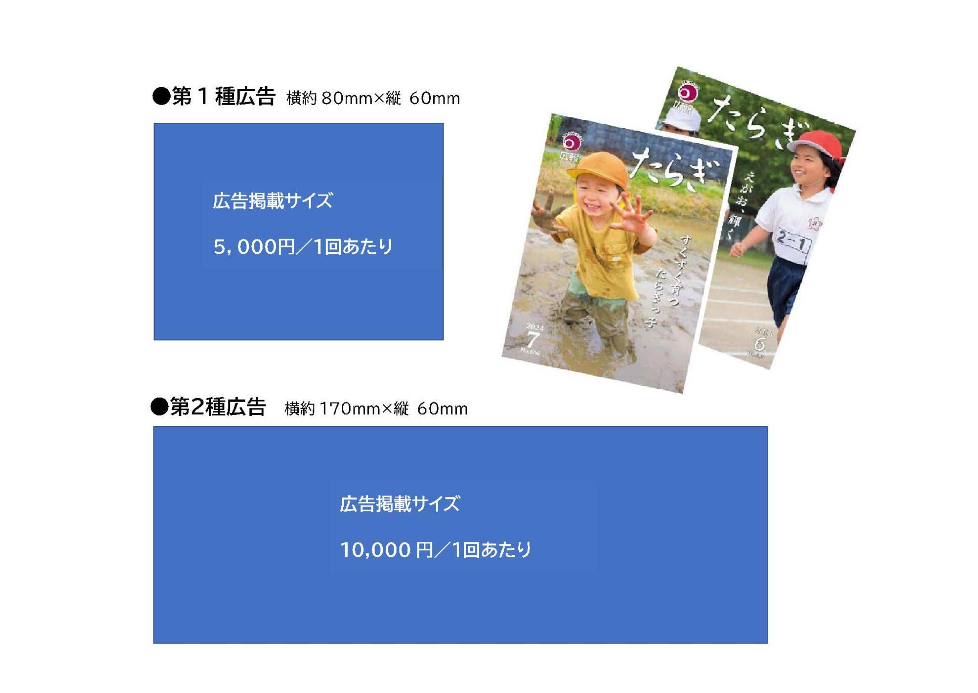 掲載サイズ及び料金